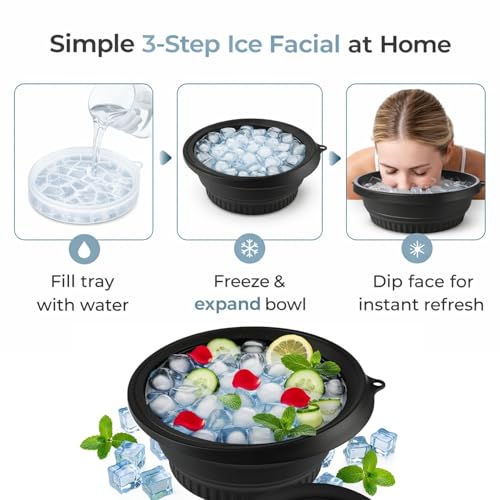 Image of UPYOG Silicone Face Ice Bowl with Built-in Ice Tray | Collapsible Facial Ice Bath Tub | Cold Plunge Bowl for Face | Skin Tightening, Puffiness & Glow Therapy at Home