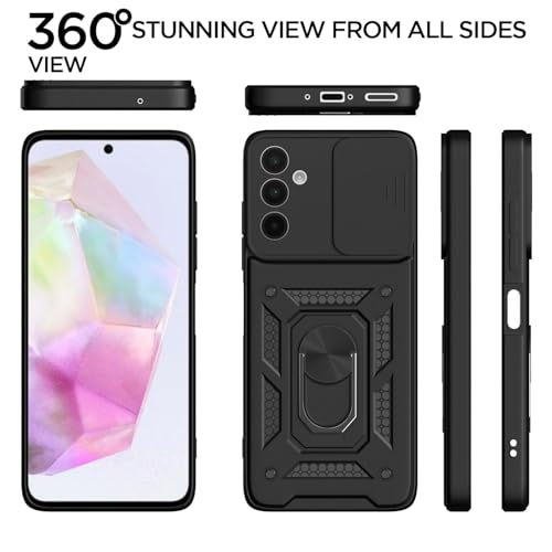 Image of Luxe Back Cover for Samsung F17 5G / Samsung A17 5G / Samsung A26 5G | D10 Tough Armor Case | Sliding Camera Shield | 360 Protection | Kickstand Ring Holder | Military-Grade Shockproof Bumper