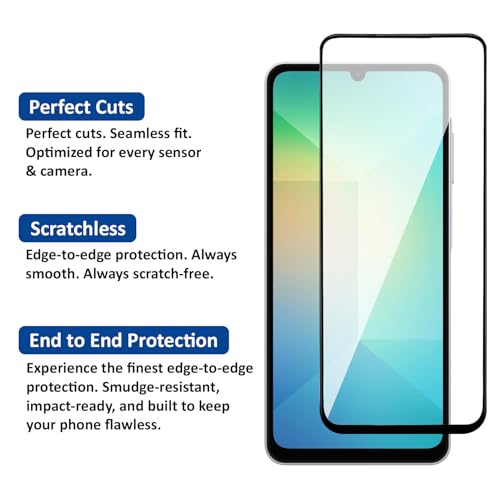 Image of AIBEX Tempered Glass for Samsung A07 5G / A06 5G / F06 5G / VIVO Y19E 5G / Y19 5G / Y04 5G | 9H Hardness | Water Resistant | Edge-to-Edge Full Screen Protector | Bubble-Free Installation
