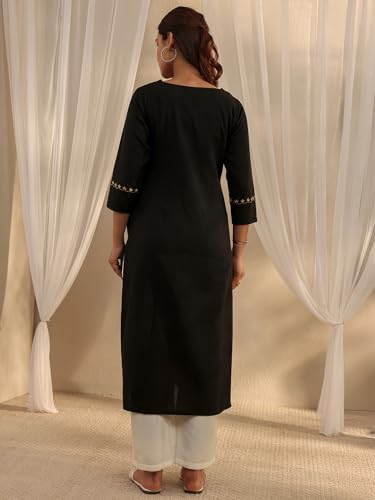 Image of Libas Embroidered Cotton Straight Kurta | Ethnic wear | Bridal Suit | Wedding Dress | Occasion wear