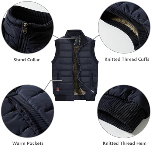 Image of VtuAOL Men's Outerwear Vest for Men Winter Puffer Vests Fleece Lined Outdoor Warm Sleeveless Jackets