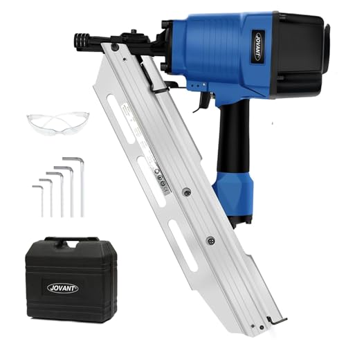 JOVANT Pneumatic Framing Nailer,Pro Preferred Brand of Pneumatic Nailers,Accepts 30-34 Degree 2-Inch to 3-3/8-Inch Offset Round Paper Collated Nails.Finishing Nails Ideal for Framing、Flooring