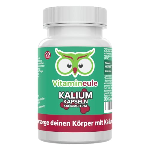 Kalium Kapseln - hochdosiert 316 mg - aus Kaliumcitrat - bioaktiv & vegan - Produktion in Deutschland - ohne Zusätze & laborgeprüft - für Kinder & Erwachsene - Kapseln statt Tabletten - Vitamineule®