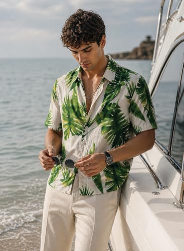 Image of ADRO Abstract Printed Shirts for Men | Breathable Cotton Rayon Fabric | Relaxed Fit Summer Shirts | Casual Party Shirt for Men