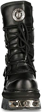New Rock Unisex M.373-S4 Metallic Black 100% Leather Goth Biker Emo Fashion Reactor Boots 36 | Image 3