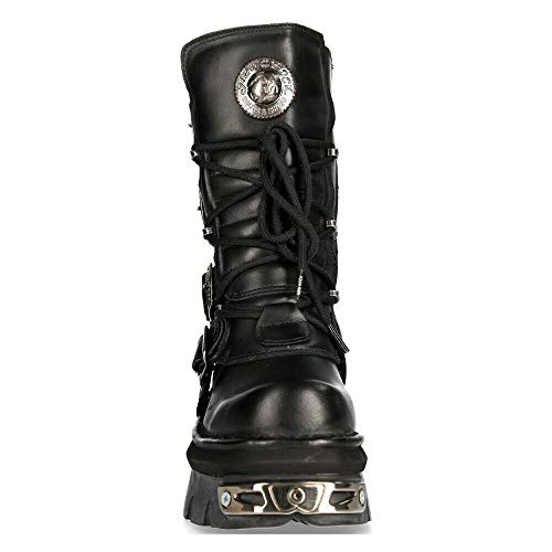 New Rock Unisex M.373-S4 Metallic Black 100% Leather Goth Biker Emo Fashion Reactor Boots4