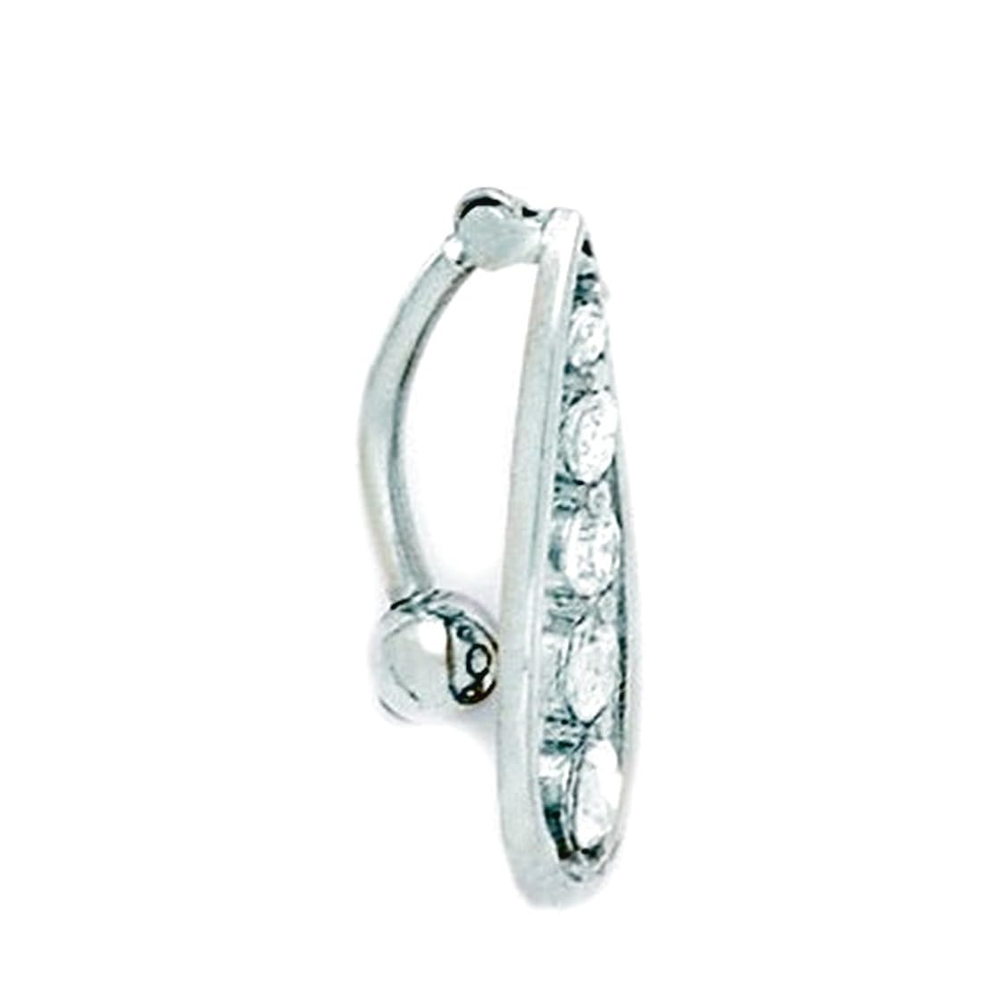 Bauchnabelring aus 14 Karat Weißgold, Zirkonia, künstlicher Diamant, 14 Gauge, birnenförmig, Körperschmuck, Maße: 25 x 10 mm, Schmuckgeschenk für Frauen, Metall, Zirkonia