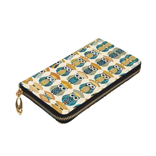 Women's Long Cash Wallet, PU Leather Elegant Clutch Change Purses with Zipper, Travel, Gifts (Wise Owl Print)3