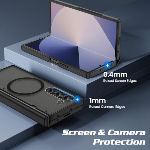 Doeshine Etui do Samsung Galaxy Z Fold 6 z ochroną prywatności z przodu, wytrzymałe etui na telefon komórkowy do magnetycznego bezprzewodowego ładowania, odporne na uderzenia, ochrona przed upadkiem