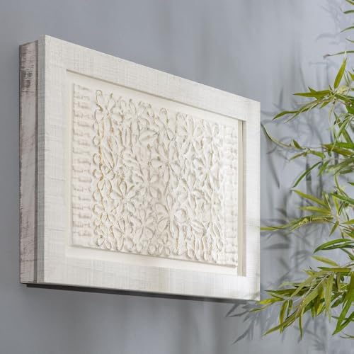 Miniatura 2 de Lolahome Tapa Contador Luz Decorativa Cubre Cuadro Eléctrico Pintado A Mano Madera Pino 50x6x35 Cm Cubrecontador Blanco