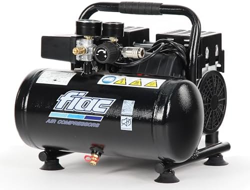 FIAC SUPERSILENT 6 Silent Portable Air Compressor, Oil-Free, Maximum Pressure 8 Bar, 1 Hp, Tank 6 Liters, Sound Level 58 dB LpA