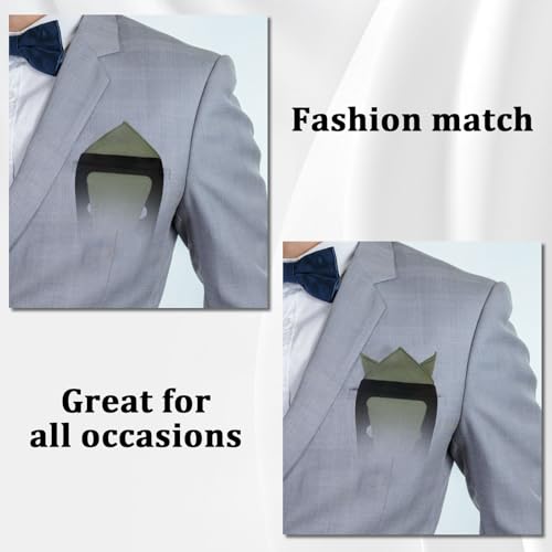 Image of Luckyvestir Pocket Squares for Men, 9 inch Cotton Linen Sage Handkerchiefs Men Women with Pocket Square Holder for Suits Business