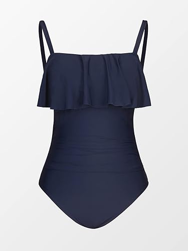 Miniatura 5 de CUPSHE Traje de baño de una pieza para mujer, talla grande, con volantes y fruncido en la parte delantera, control de abdomen