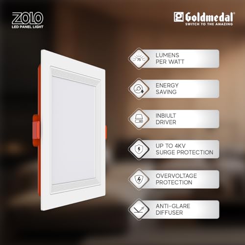 Image of Goldmedal Zolo 6W Square LED Surface Panel Light | Slim & Energy Efficient | Suitable for Bedroom, Living Room, Dining Room & Kitchen |Cool Daylight(6500K)