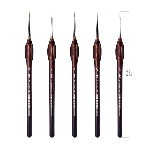 Image of XDT#729 Artist Micro Detail Paint Brush, Small Detail Painting Brushes 5 Piece #00000 Set，Acrylic Watercolor Oil, Fine Detailing Painting, Art, Scale Models