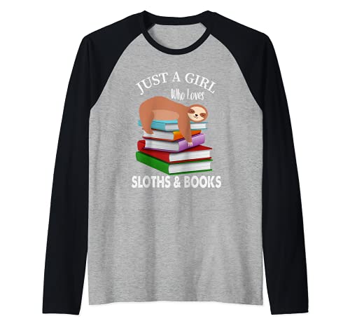 Just a Girl Who Loves Sloths And Books. Reader Reading Camiseta Manga Raglan