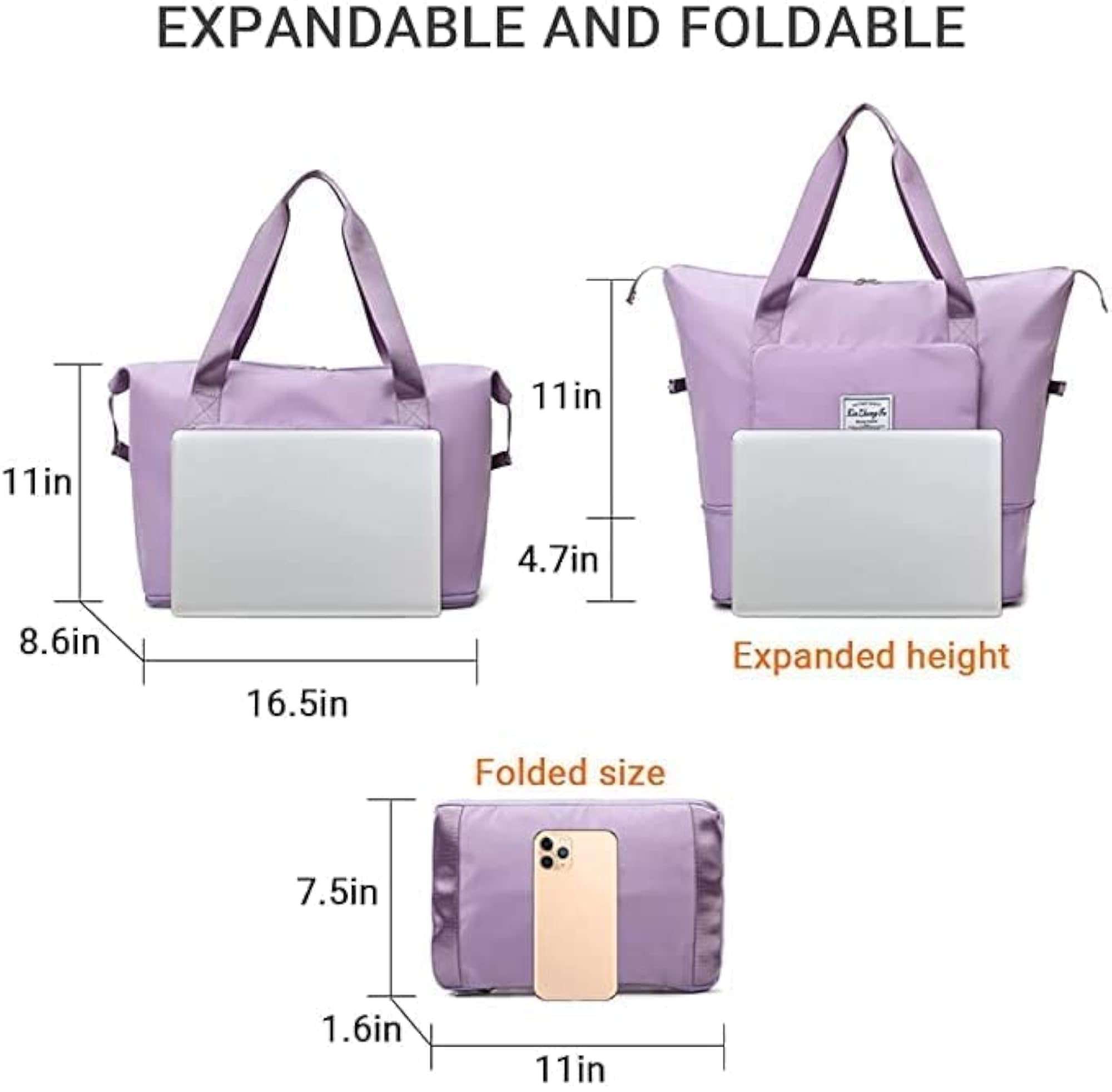 Foldable Waterproof Travel Bag for Women, Large Capacity