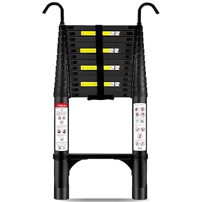Telescoping Ladder with Hooks, 16.5 FT, 330 lb Capacity, Black