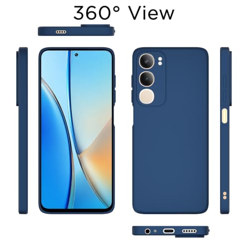 Image of Outlouders Back Cover for Vivo Y19s / Vivo Y29 5G | Camera Protection | Durable Soft Matte Silicone Bumper Case (Blue)