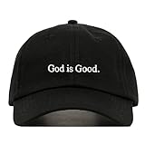 faire broderie God is Good Dad Hat, Embroidered Baseball Cap, 100% Cotton, Unstructured Low Profile, Adjustable Strap Back, 6 Panel, One Size Fits Most (Multiple Colors) (Black)