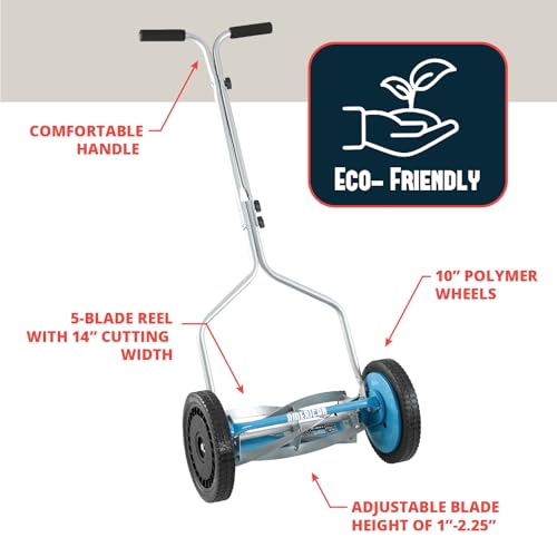 Image of American Lawn Mower 1304-14SK2 14-Inch 5-Blade Reel Mower with Sharpener