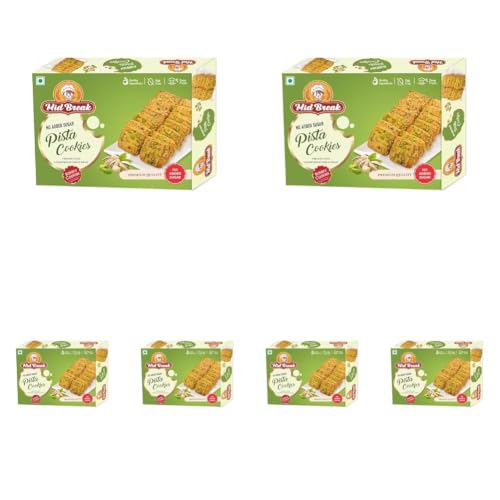 Image of Midbreak No Added Sugar Pista Delight Biscuits 300g (Pack of 6) | Rich Pistachio Cookies | Low Glycemic, High Fiber | Wholesome Healthy Snacking