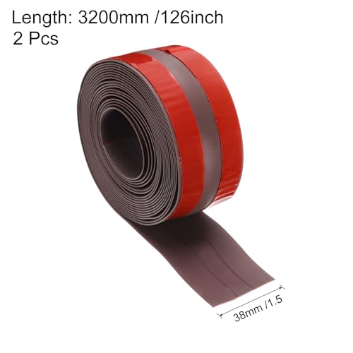 Image of uxcell 126 inchx1.5 inch Caulk Tape Waterproof Tape Not Go Moldy Double Line Self Adhesive Shower Tape Caulk Strips for Kitchen Countertop,Bathroom Toilet Floor Brown 2Pcs