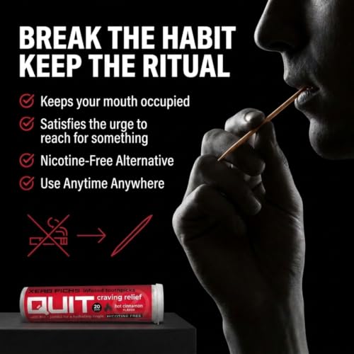 Image of Xero Picks Infused Flavored Toothpicks to Help Quit Smoking - Nicotine Free - 60 Picks (3 Packs) (Hot Cinnamon) Non-GMO Kosher Vegan