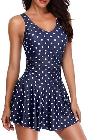 Yonique - Trajes de baño de una pieza para mujer modestos con control de abdomen trajes de baño de época traje de baño con falda