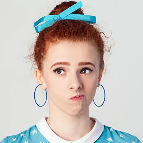 7 Pairs Neon Hoop Earrings for Women Retro Large Bright Hoop Earrings Lightweight 80s Classic Big Earrings for 80's Party Retro Costume Party