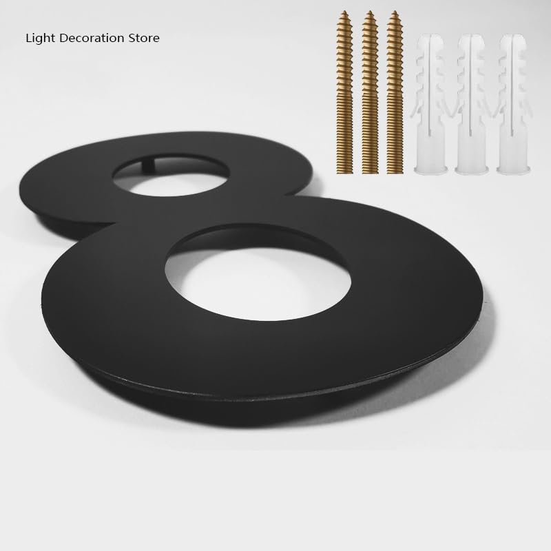Numeri civici, 6/8/10 in Acciaio Inox Galleggiante Numero civico 20 cm Nero Indirizzo Segno #0-9 Lettere Grandi Moderne Targhe for Porte Numeri for Porte Esterne for la casa(8inch 20cm 6)