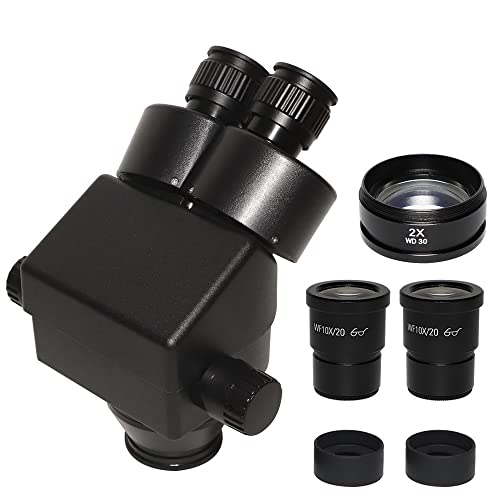 Microscope 3.5X 7X 45X 90X Binocular Stereo Microscope Head Continuous Zoom WF10X/20mm Eyepiece 0.5X 2X Auxiliary Barlow Lens Microscopio(7X-90X)