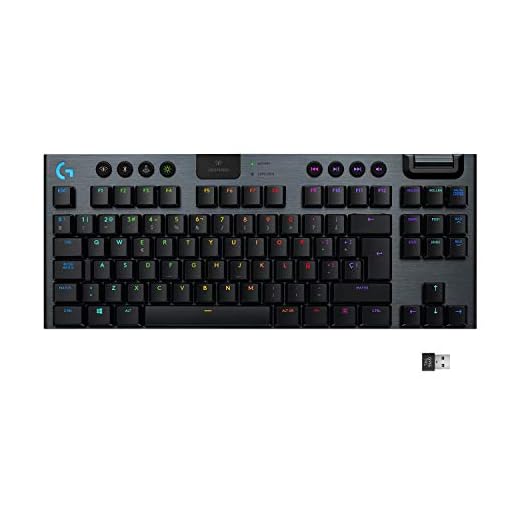 Logitech G915 LIGHTSPEED TKL Teclado Gaming Mecánico Inalámbrico con teclas GL-Táctil de bajo perfil, LIGHTSYNC RGB, Diseño ultra delgado, 40 Horas duración de Batería, Disposición QWERTY ES - Negro
