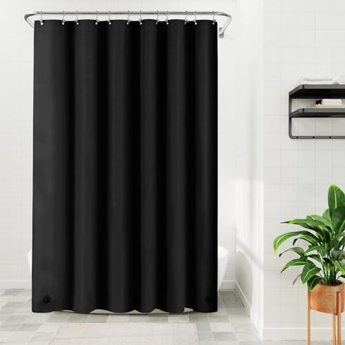 Image of Barossa Design Black Long Shower Curtain Liner 78 inch Height - 3 Magnets & Waterproof Lightweight PEVA Shower Liner for Bath Tub, PVC Free, Metal Grommets, Black, 72x78