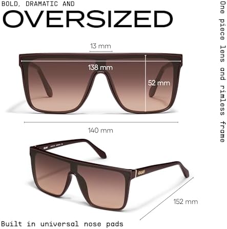QUAY Oversized Nightfall Medium Non-Polarized Shield Sunglasses for Men & Women, Unisex Shades with UV-Protected Lenses