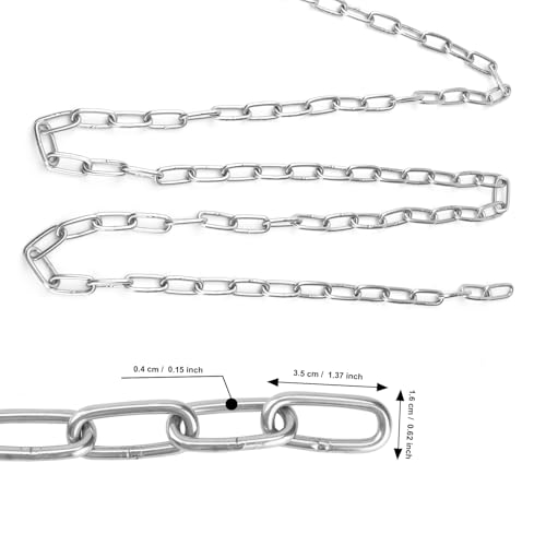 SEUICYNE 5m x 4mm Edelstahlkette Meterware Stahlkette, Edelstahl Ketten Gliederkette Metallkette Rundstahlkette Geschweißte Kette für Schaukelketten Ankerkette Hängesessel, Tragfähigkeit 200kg