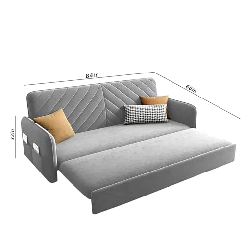 Image of Alnus 3 Seater Sofa Cum Bed for Living Room (Grey Fabric) Premium Fabric Sofa Cum Bed for Living Roomfor Living Room