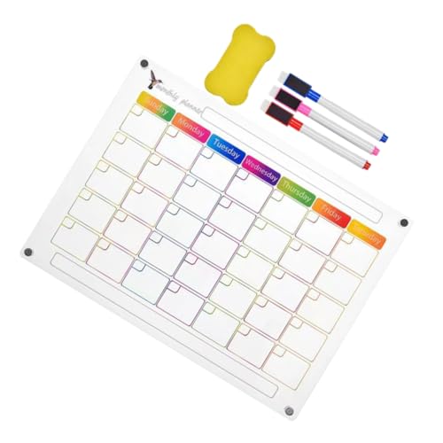 STOBOK 1 Juego De Pizarra Magnética De Borrado En Seco Juego De 5 Estantes De Cocina Pizarra Magnética Para Pared Calendario De Nevera Grande Calendario Semanal Pizarra Blanca De
