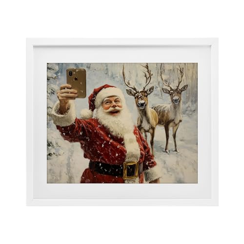 Stupell Industries 'Santa Selfie with �g�i�J�C'�A�t���[���v�����g�A���_�[�K���X�A�z���C�g�A16 x 13
