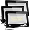 [100% True Wattage] 3 Pack 80W LED Flood Lights Outdoor 800W Equivalent, 9500LM Super Bright Security Light IP66 Waterproof 5000K Daylight White Spot Light Exterior Lighting for Yard Backyard House