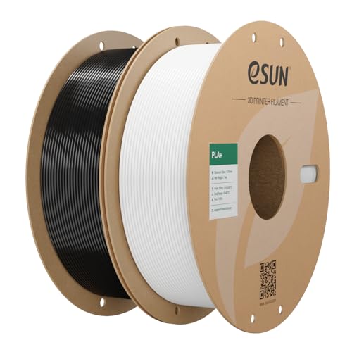 eSUN PLA+ Filament 1.75mm 3D Drucker Filament PLA Plus Maßgenauigkeit +/- 0.03mm 1kg pro Spule 2 Spulen 3D Druck Filament Kaltes Weiß+Schwarz