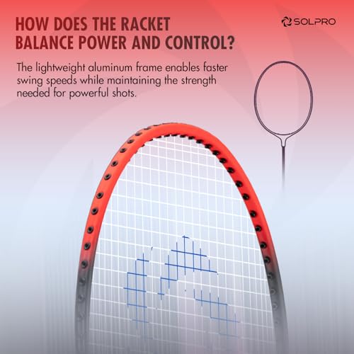 Image of SOLPRO VORTEK 3000 Badminton Racket Set (2 Pcs) with 3 Shuttlecocks for Beginners & Intermediate, Adult & Kids with Full Cover Bag, Lightweight Durable Racket for Practice & Match (Black /Red)