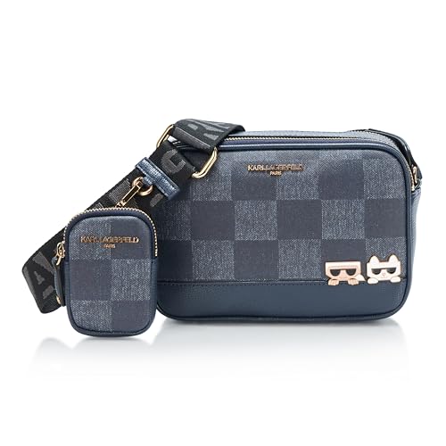 Sac bandoulière Karl Lagerfeld bleu indigo Maybelle avec relief Choupette iconique