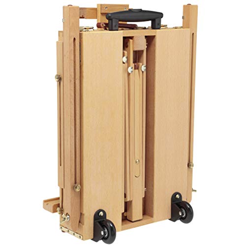 Creative Mark Monet Wooden French Easel & Sketchbox, Lightweight (12 Lbs), Portable, Rolling Wheels, Wood Artist Paint Palette, Telescope Handle, For Outdoor Paintings And Plein Air Up To 32" - Walnut #TOP4