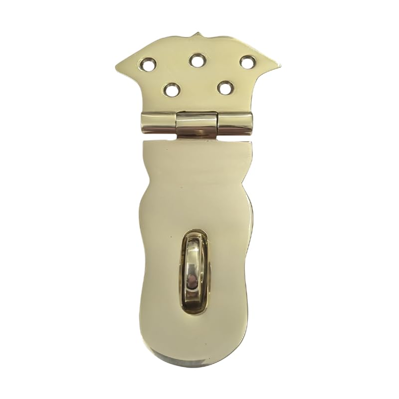 Image of Adonai Hardware inchParan inch Heavy Duty Brass Safety Locking Hasp and Staple Without Texture (6 inch x 1 Pack, Polish Lacquered) for Vintage Pirates Treasure Chest, Wooden Jewelry Box, Furniture & Sheds