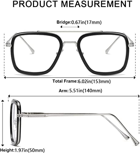 Image of Legend Eyewear Tony Stark Sunglasses Vintage Square Metal Frame for Men Women Vintage Sun Glasses (Blue Light Blocking