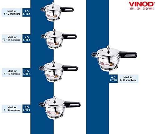 Vinod Pressure Cooker Stainless Steel – Glass Lid Handi Pot - 1.5 Liter – Indian Pressure Cooker – Stove Top Sandwich Bottom – Best Used For Indian Cooking, Soups, and Rice Recipes, Quinoa - Image 6