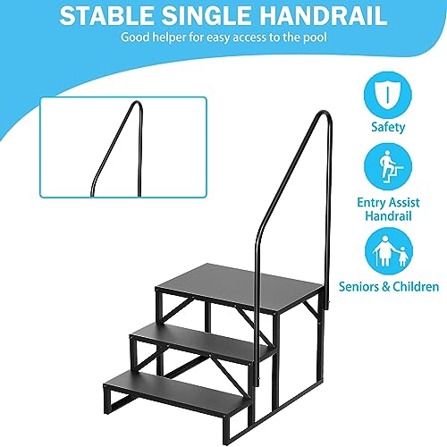 Rv Step Stool, 3 Step Ladder, Hot Tub Steps With Handrail, Portable Pool Ladder, 440Lbs Heavy Duty Ladder Shelf Outdoor Mobile Home Stairs For Camper/Porch/Spa Pool/Pet Stairs(1 Pack) #TOP5