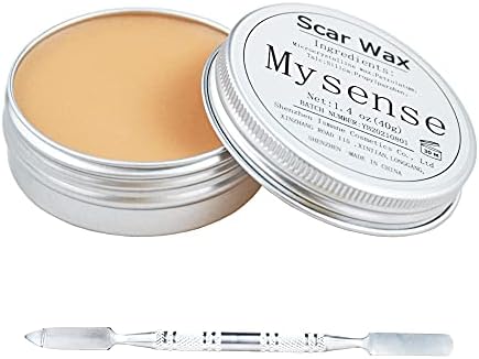 Mysense Scar Wax Kit SFX Make Up Special Effects Fake Molding Wound Skin Wax Body Paint Halloween Set Fake Nose Stage Zombie Cosplay Costume SFX Makeup with Spatula,1.4Oz(40g)