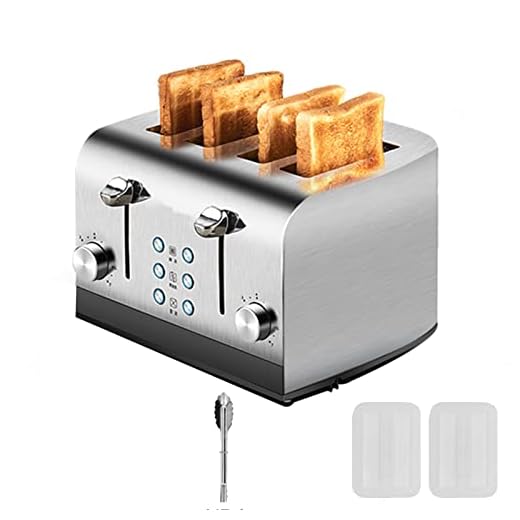 Torradeira De 4 Fatias, Torradeiras De Aço Inoxidável De 1465W 7ª Zona De Engrenagem Aquecimento De Ranhuras Extra Largas De Assadeira, Bandeja De Migalha Removível, Para Vários Tipos De Pão